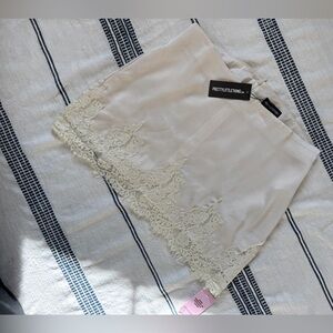 PrettyLittleThing Beige Lace Trim Women Shorts